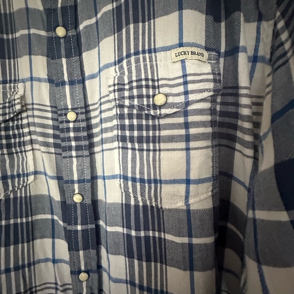 Lucky Brand Mens Western Pearl Snap Plaid Long Sleeve Shirt Size XL - Picture 4 of 9
